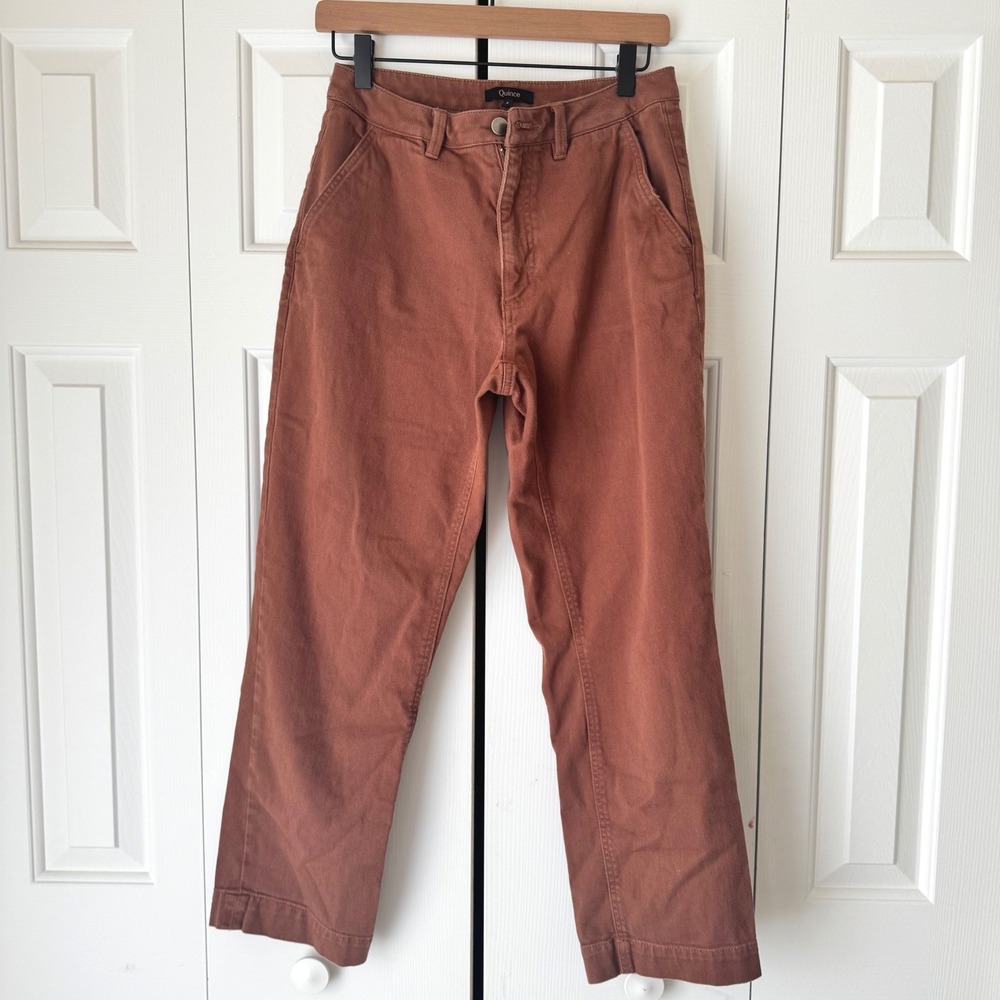 Quince Ultra-Stretch 24/7 Smart Chino Pants Rust Brown Straight Leg Size 4